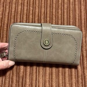 Chic Gray Wallet with Button Closure